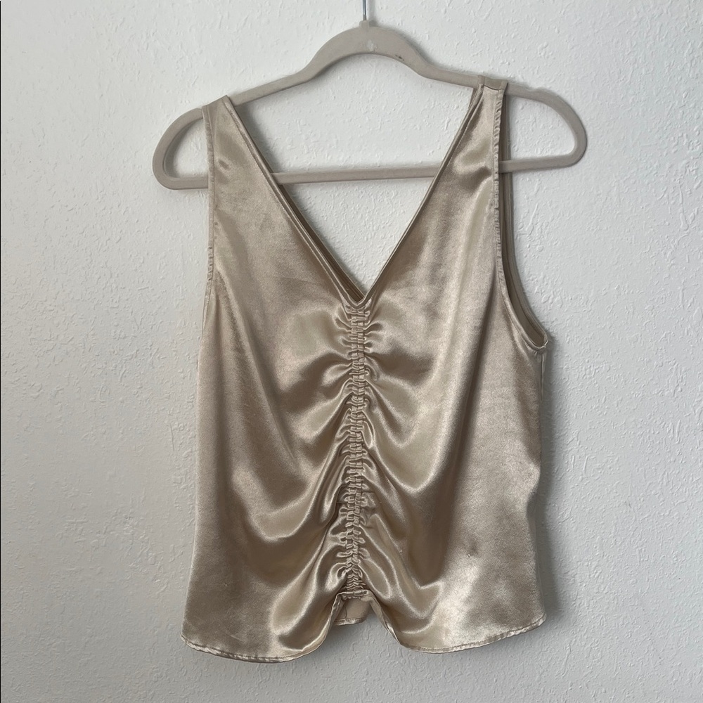 H&M Elegant Satin Ruched Top - Cream